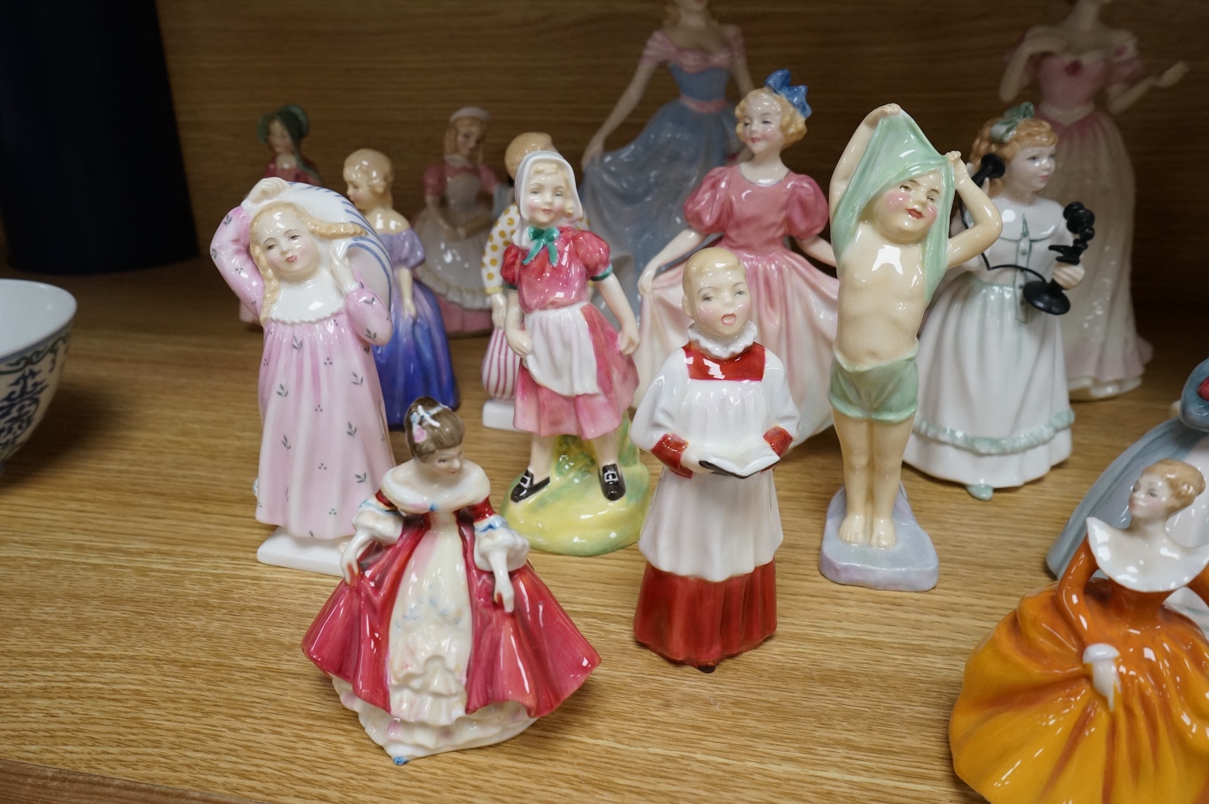 A collection of Royal Doulton figures to include Treasure Island, The Land of Nod, Hope, Bo Peep, Marie, etc, largest 22cm high